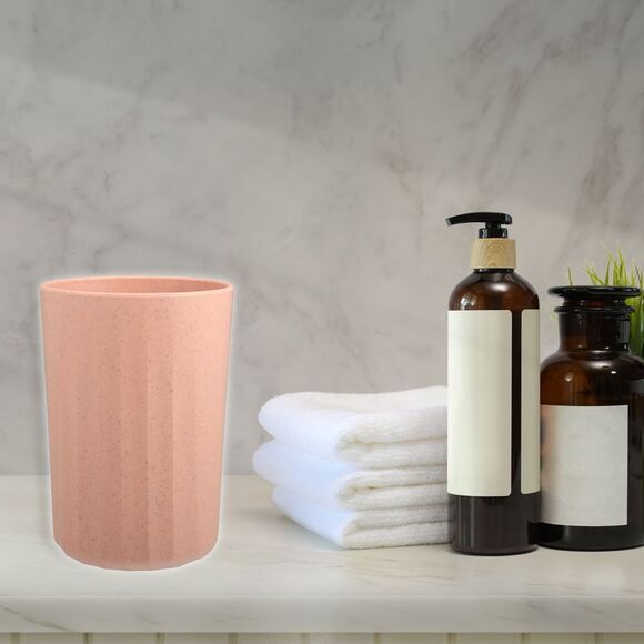 Bathroom Smooth Lines Wheat Straw Toothpaste Tumbler Pink 4.09''x2.80'' - Picture 6 of 6
